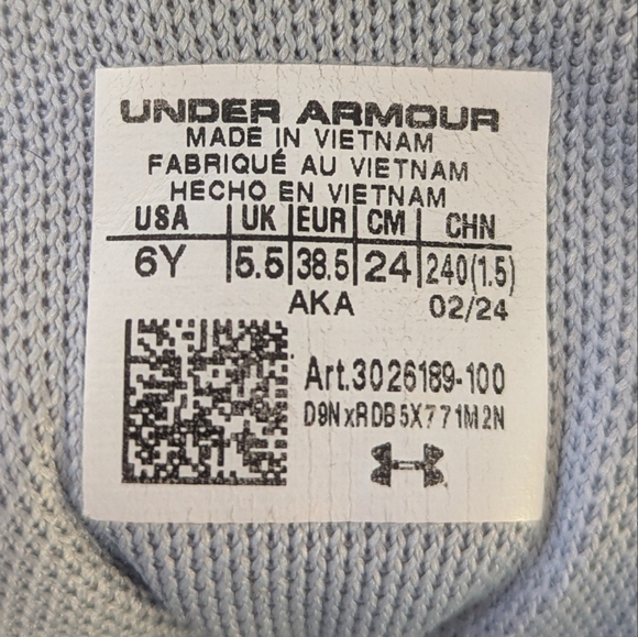 Under Armour Assert 10 Grade School Running Sneaker 6Y Gray Blue Purple Lace Up - Picture 2 of 16